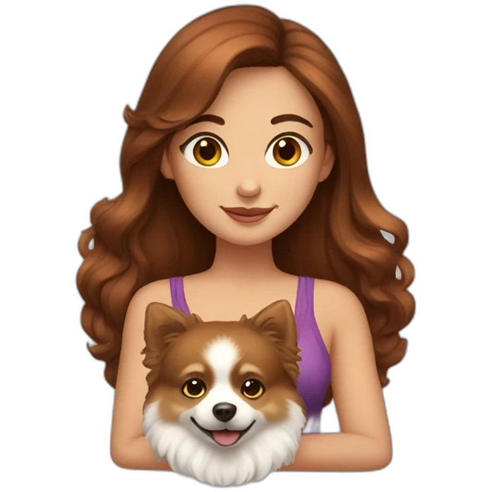 brown hair girl with red pomeranian emoji
