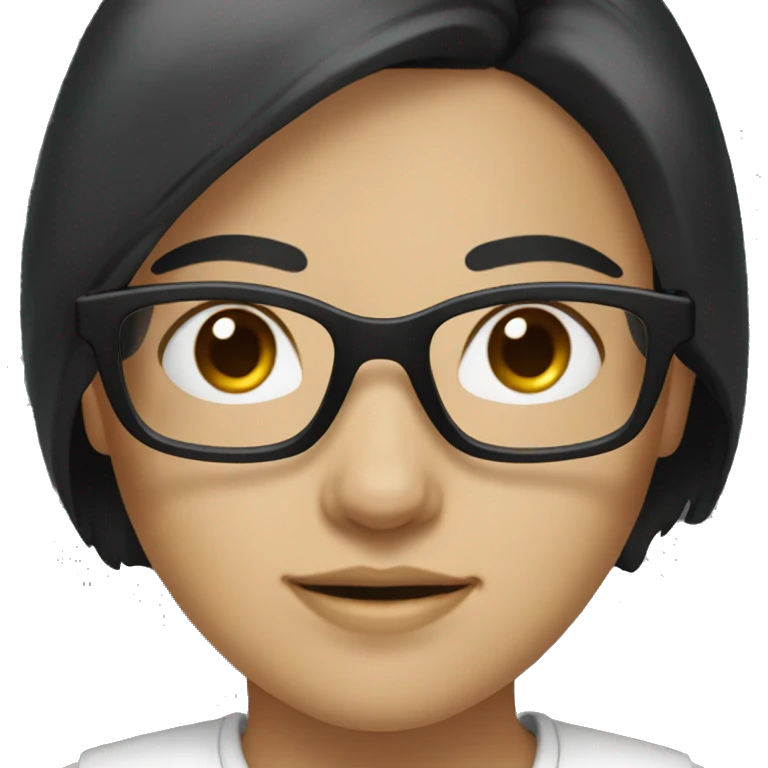 Girl white skin black hair brown eyes with glasses emoji