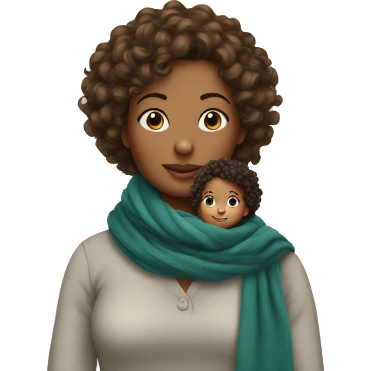 mum in scarf with toddler girl curly hair emoji