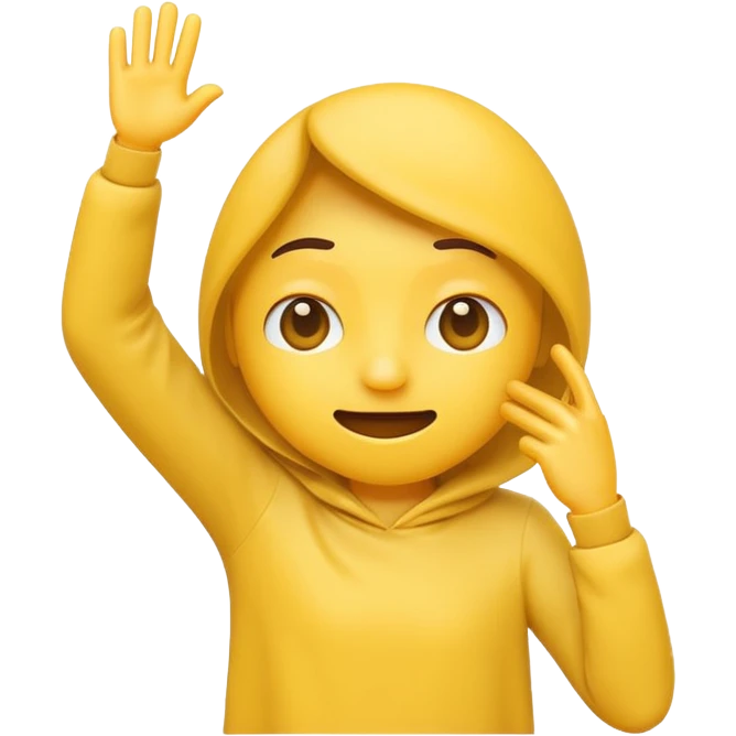 An emoji character mid-dab: face slightly lowered into the bent elbow of one arm, with the other arm extended diagonally upward in the opposite direction.  emoji