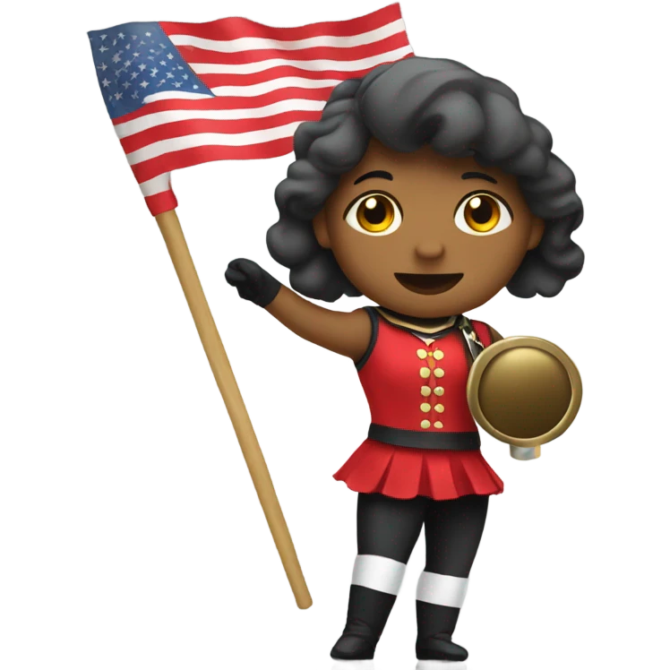 Marching band colorguard girl with flag emoji