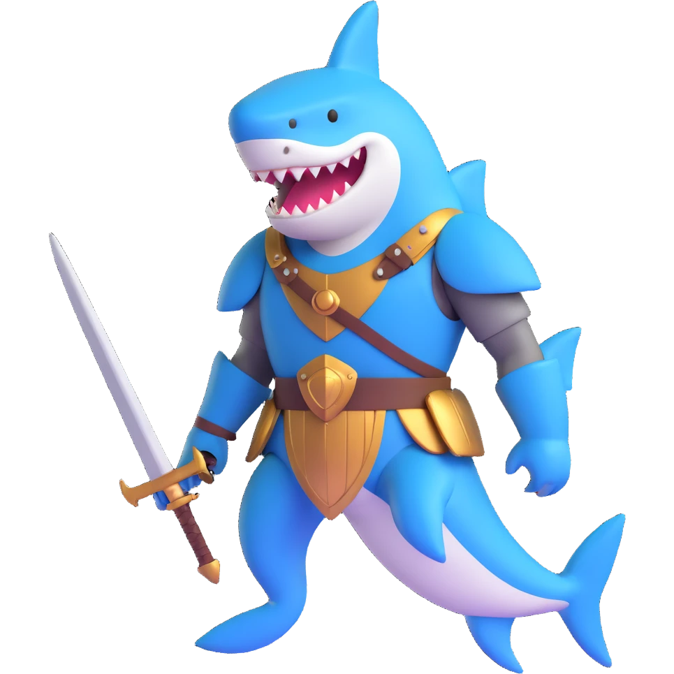 anthropomorphic shark wearing knight armor emoji