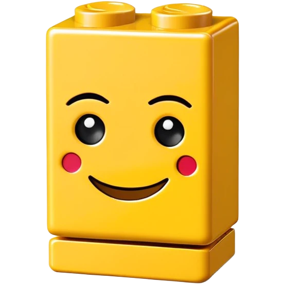 A single Lego-style brick with a cute smiling face emoji