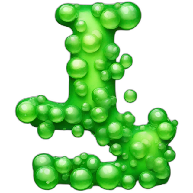 A green bubbly letter x emoji