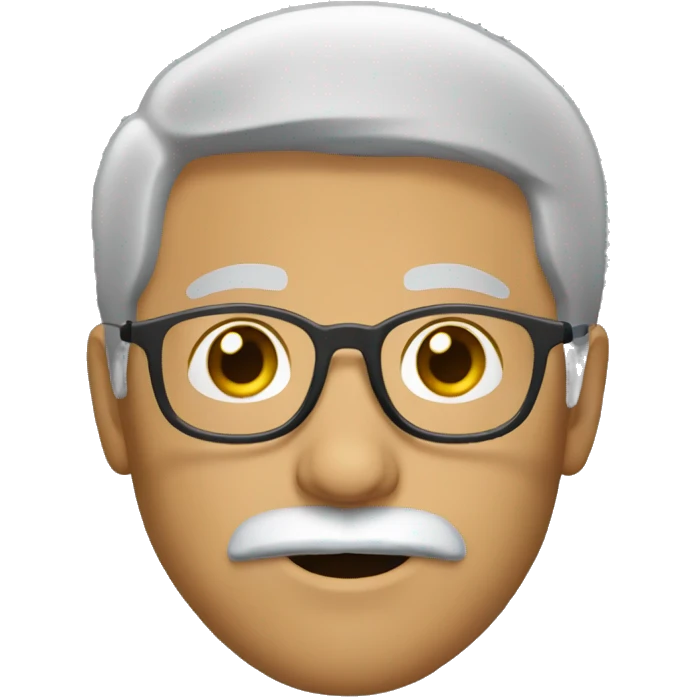 Man with round glasses gray beard hazel eyes emoji