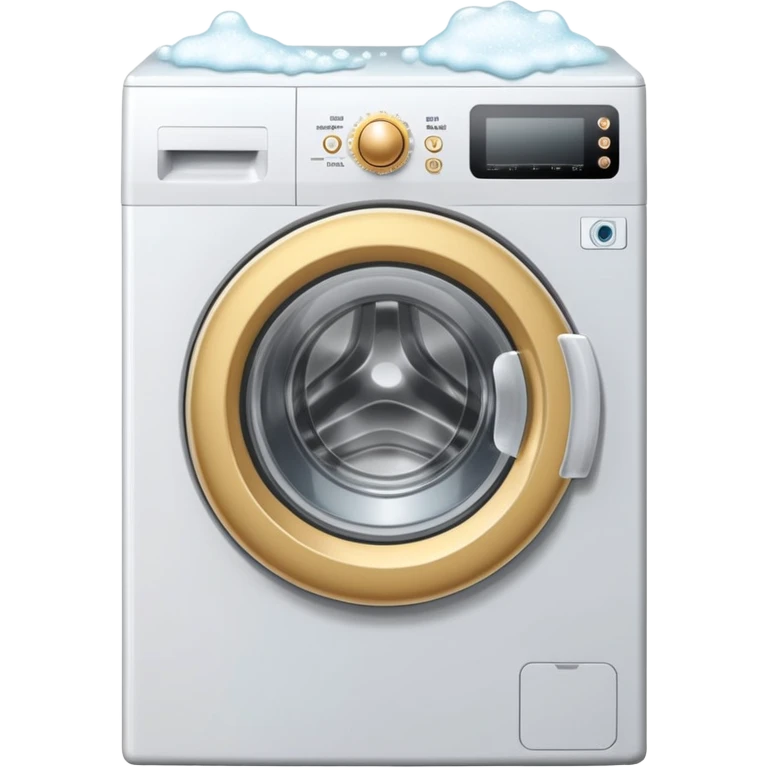 washing machine with door open and bubbles emoji