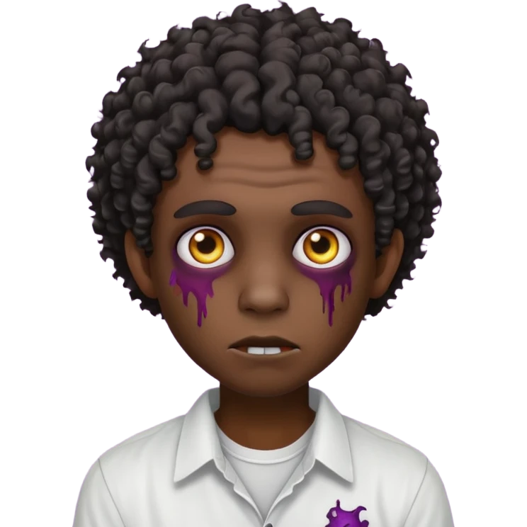 a curly haired emo zombie with a white blouse and dark skin man emoji