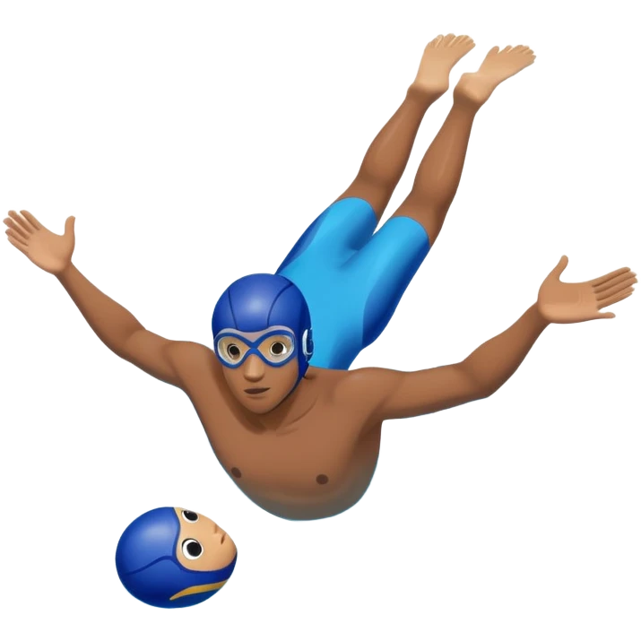 determined pool diver dives into a pool of confidence blue water  emoji