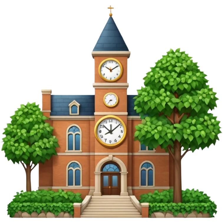 Campus building with clock tower emoji