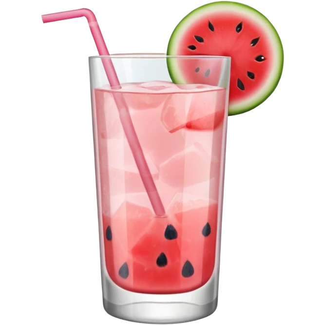 very light pink lemonade in glass with slice of watermelon on rim no straw emoji