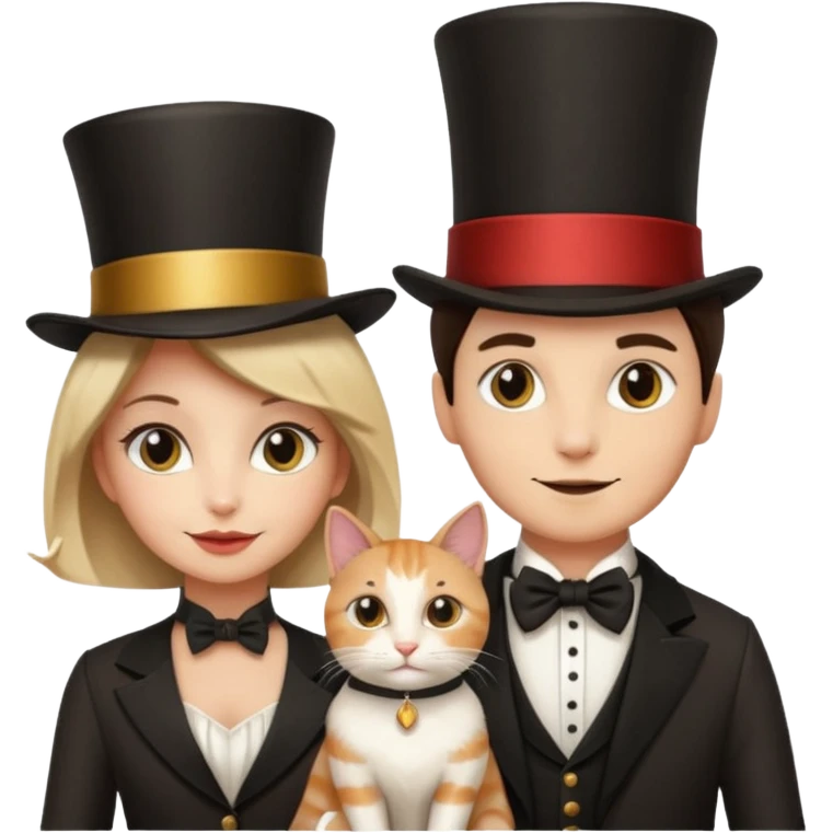 magician couple and their pet cat emoji