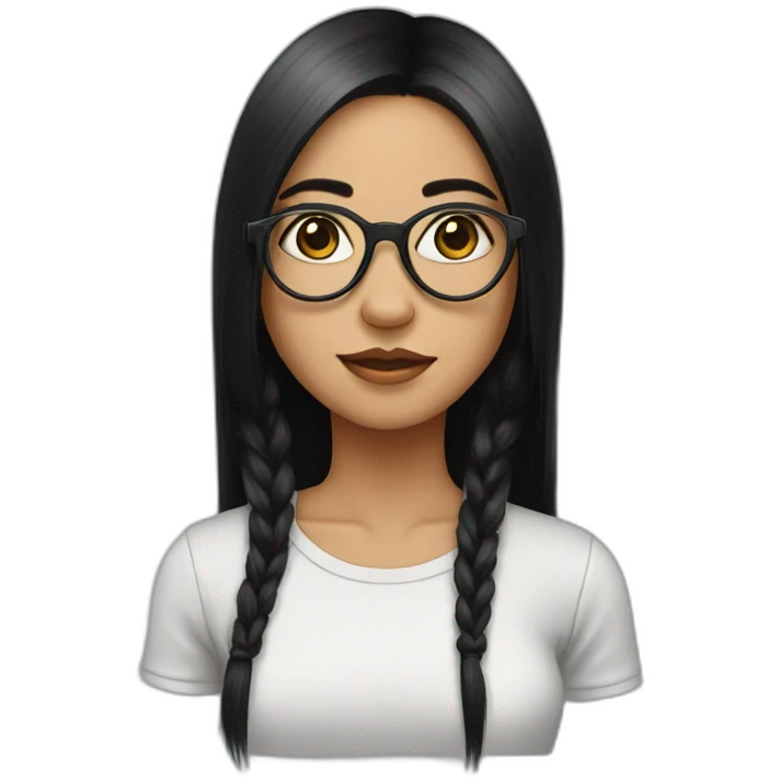 Girl with metal spectacles, black long straight hair, ear piercings emoji