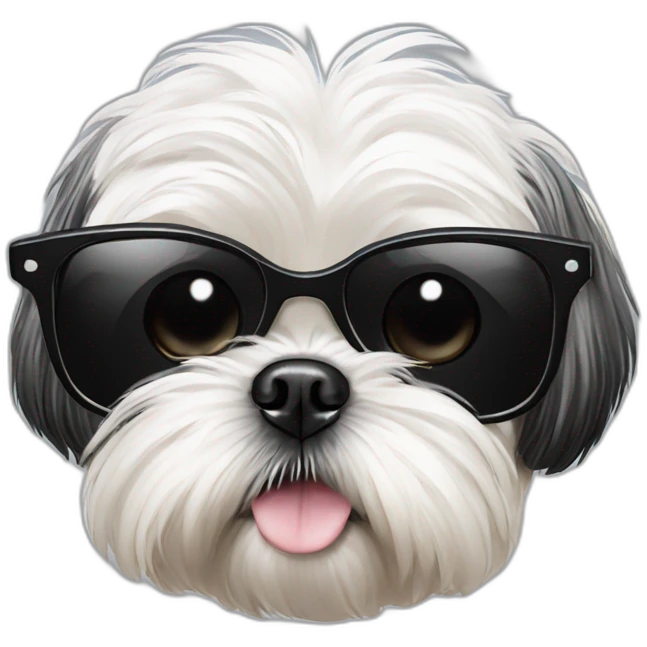 black and white shih tzu in sun glasses emoji