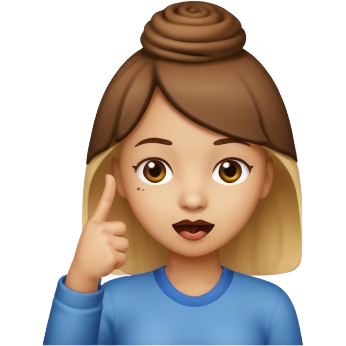Un fille a la tête de caca et avec un doigt d'honneur  emoji