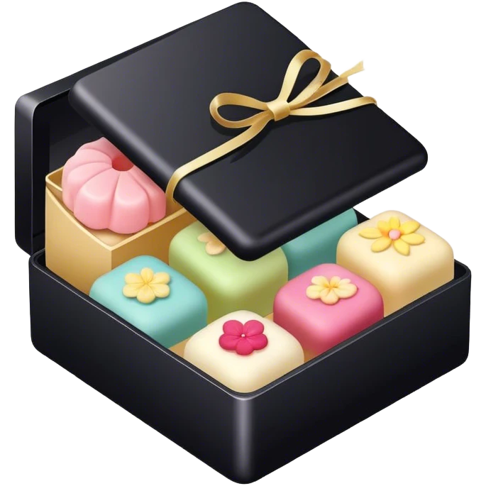 Black box of wagashi with dividers emoji