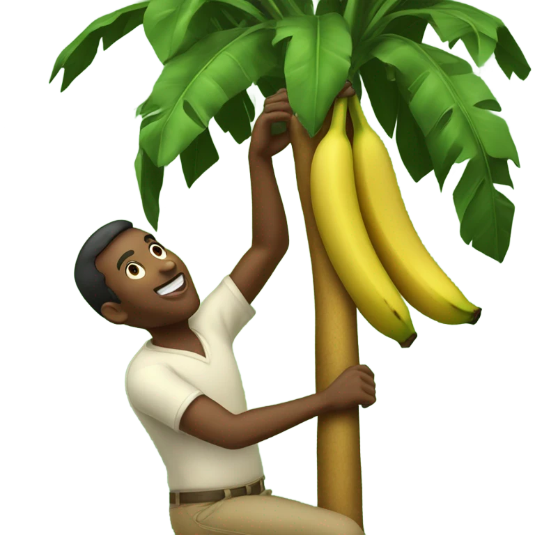 African american man climbing a banana tree emoji