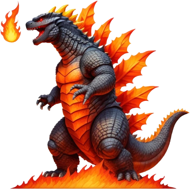 Godzilla shooting fire upwards emoji