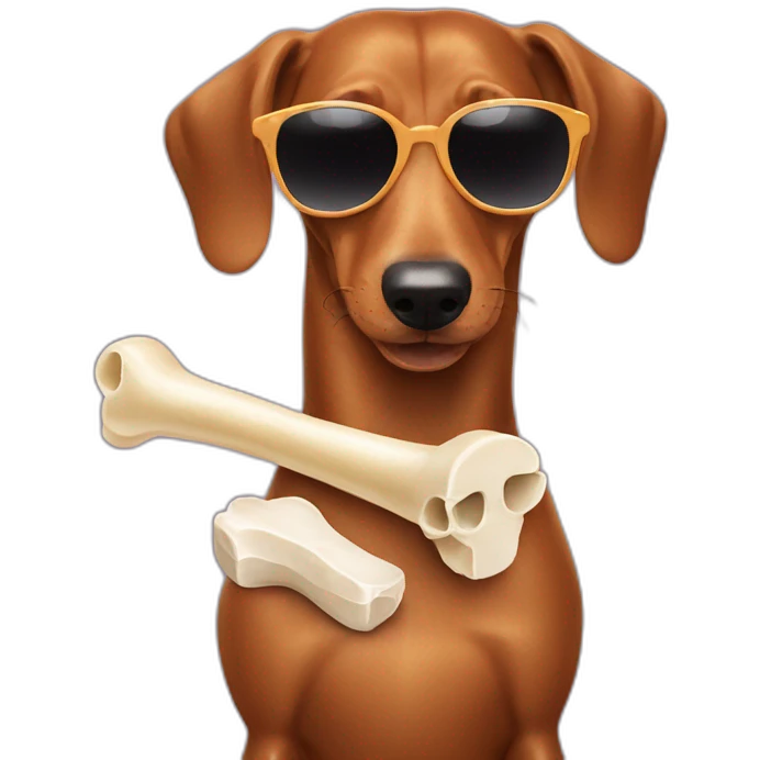wiener dog sunglasses and a bone emoji