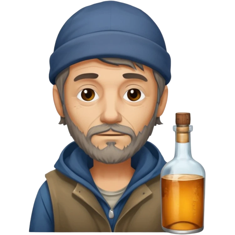 Homeless man with a bottle of alcohol  emoji