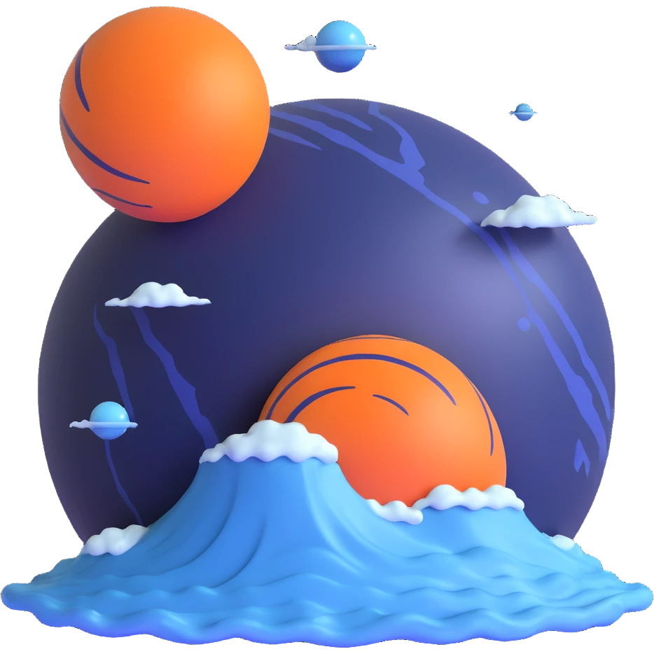 deep blue Neptune planet with storms emoji