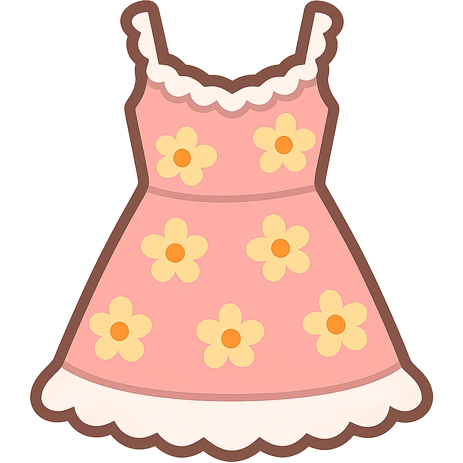 frilly lacey floral pink summer sundress, flat twitter-style emoji emoji