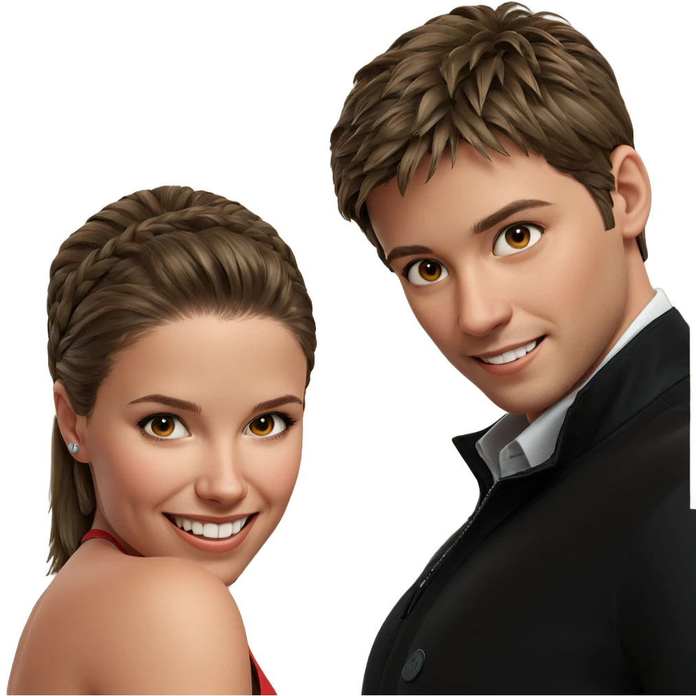 smiling girl with boy emoji