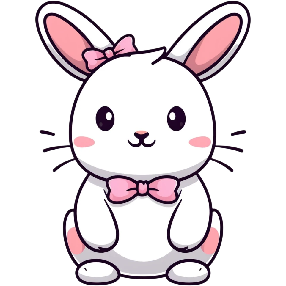 adorable bunny rabbit with pretty bow, playful emoji