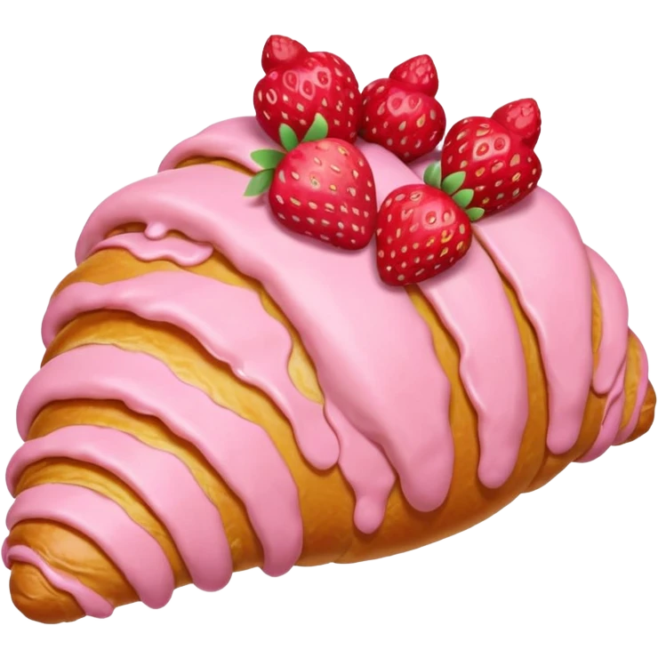 Pink croissant with a lot of small strawberries on the top  emoji