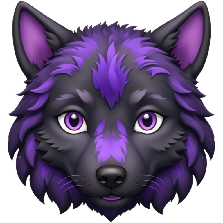 puppy eyes black wolf with purple pattern emoji