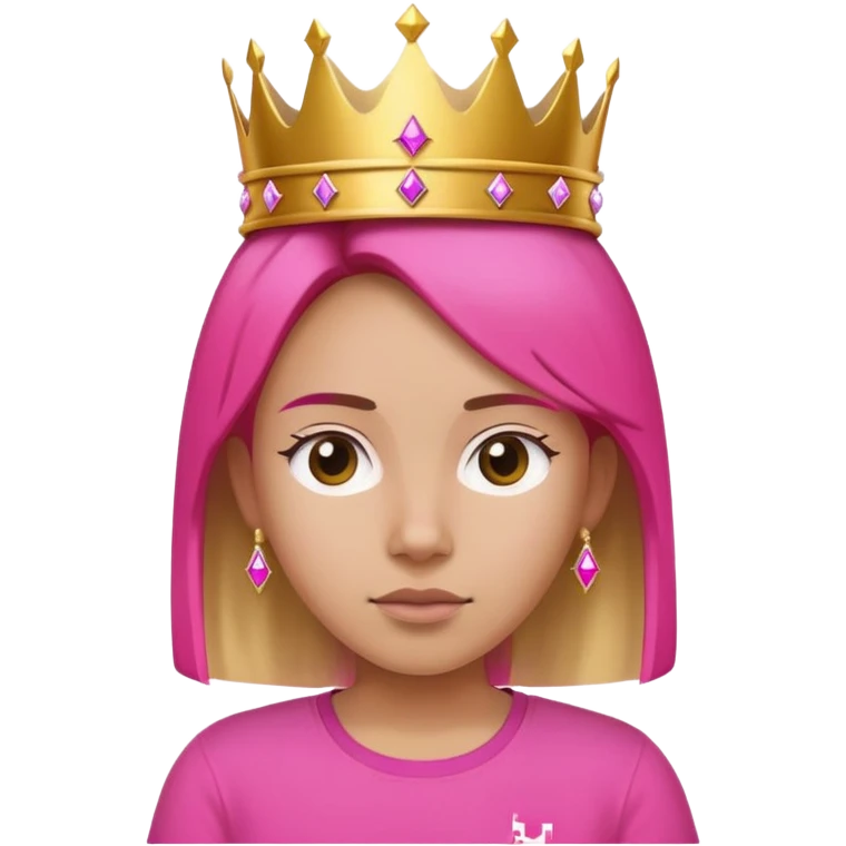 Girl wearing a T mobile shirt (with a big pink T in the middle of it) and a gold crown on her head emoji