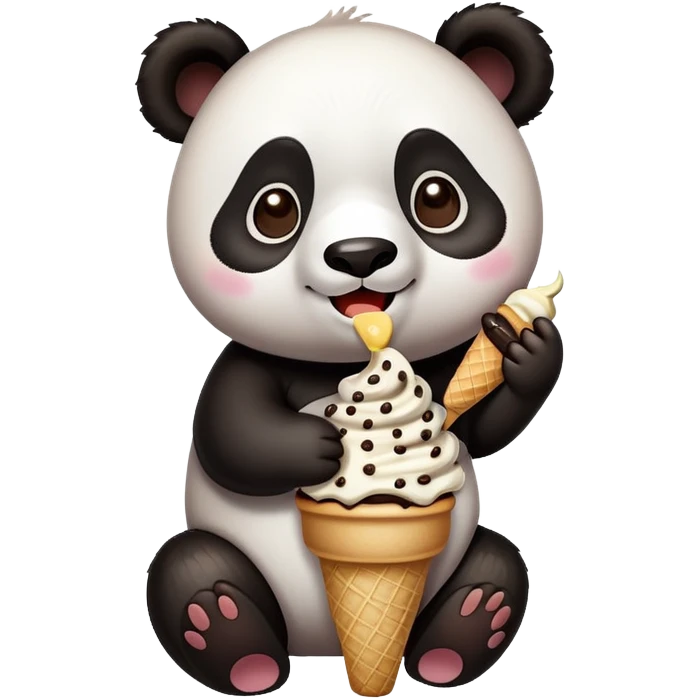 Panda eating ice cream emoji