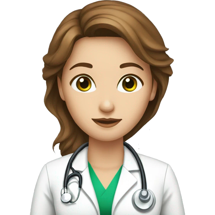 doctor woman green eyes and brown hairr emoji