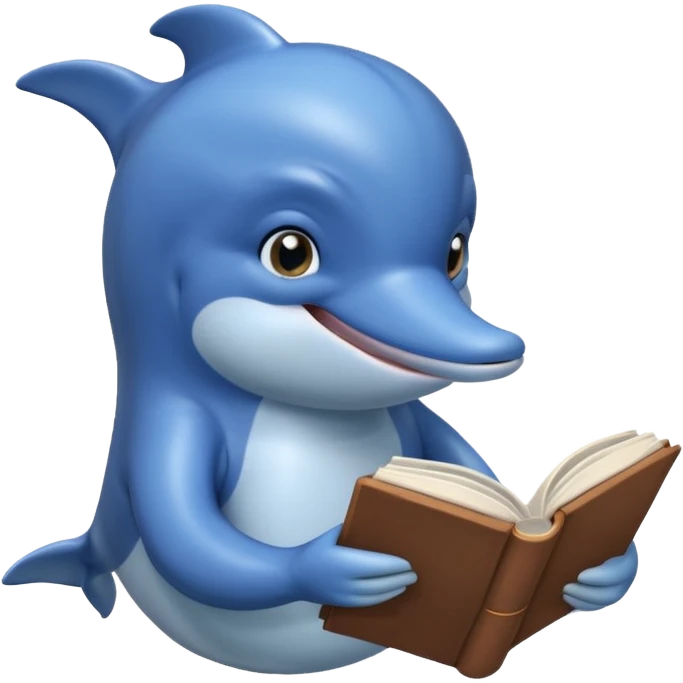 dolphin reading a book emoji