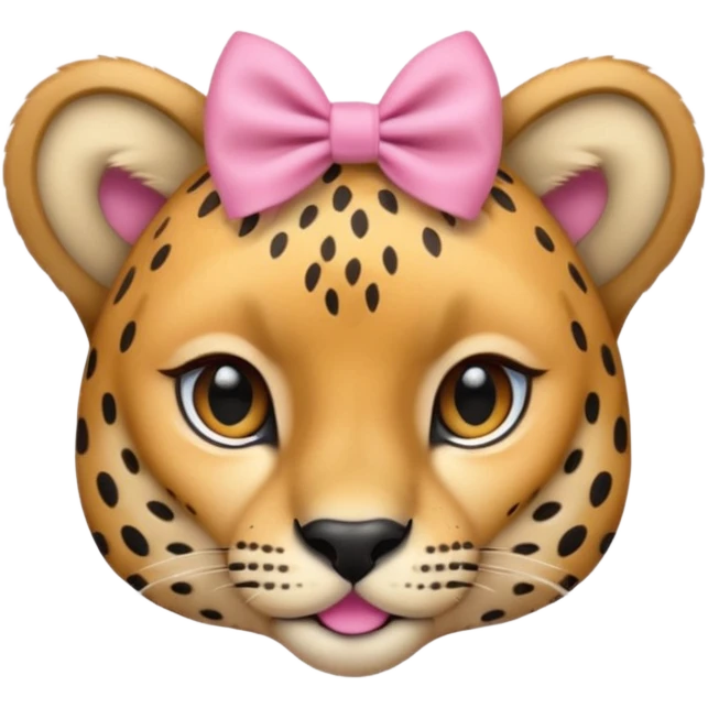 Cheetah  with a small pink bow on her ear￼ emoji