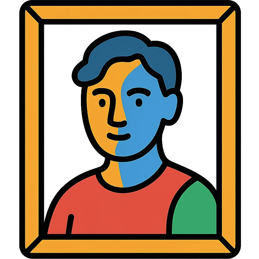 self-portrait as a colorful painting emoji