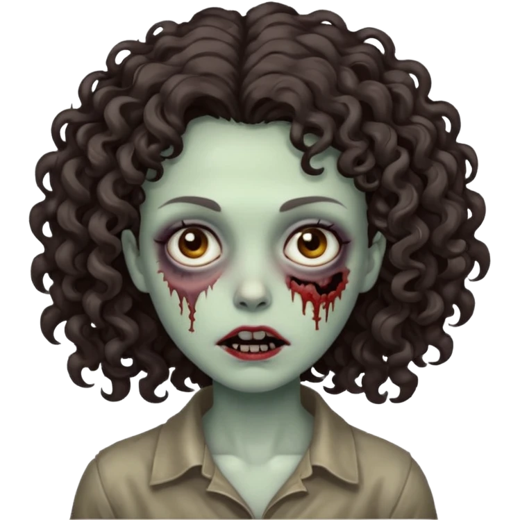 zombie woman with curly, slightly voluminous dark brown hair  emoji