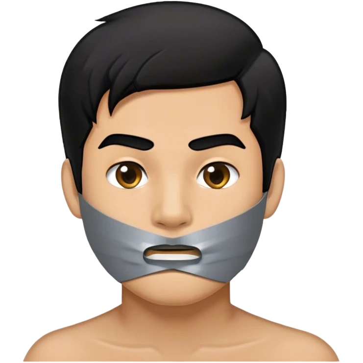 homem com fita adesiva na boca sem poder falar emoji