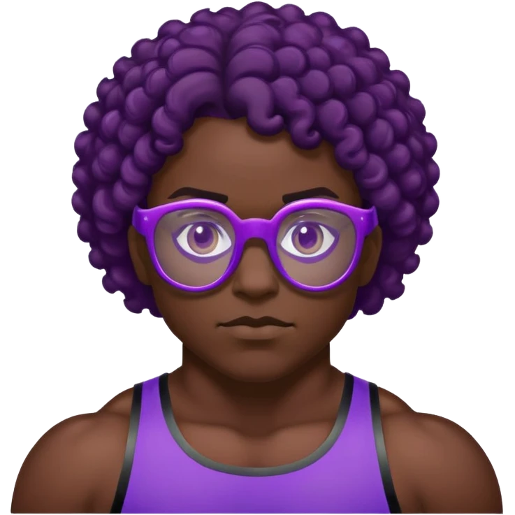Wrestler with purple glasses tinted black and short curly brown hair emoji