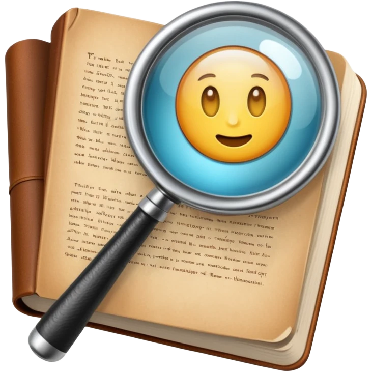 Magnifying glass with a book emoji