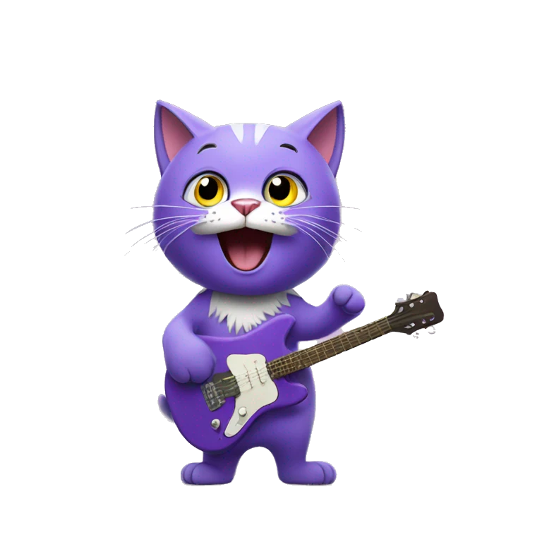 purple cat singing, cat in costume emoji