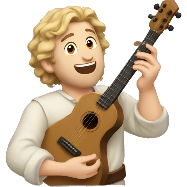 caucasian bard singing with magic emoji
