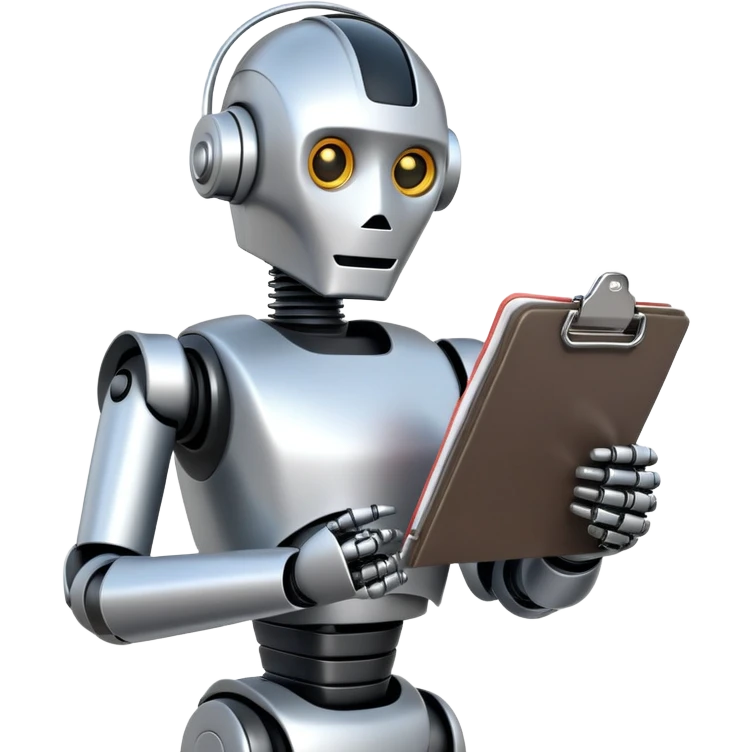 helpful robot with clipboard emoji