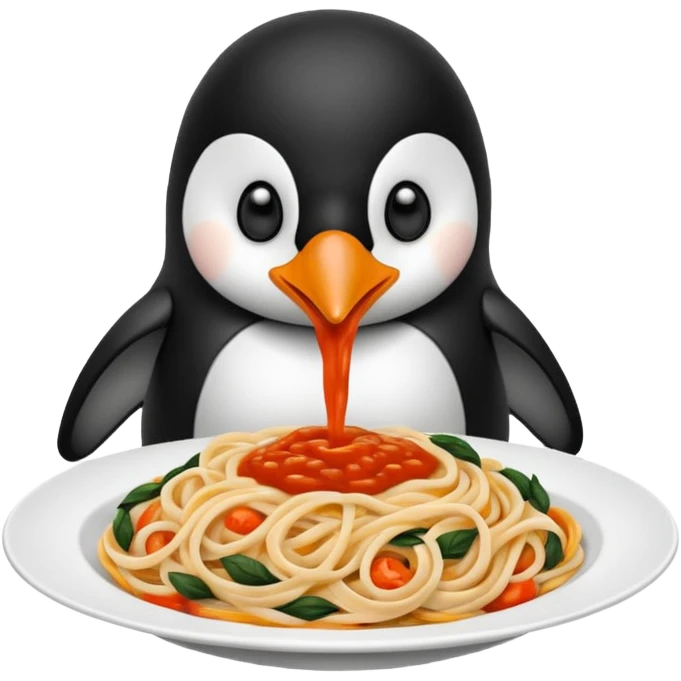 Penguin eating pasta  emoji