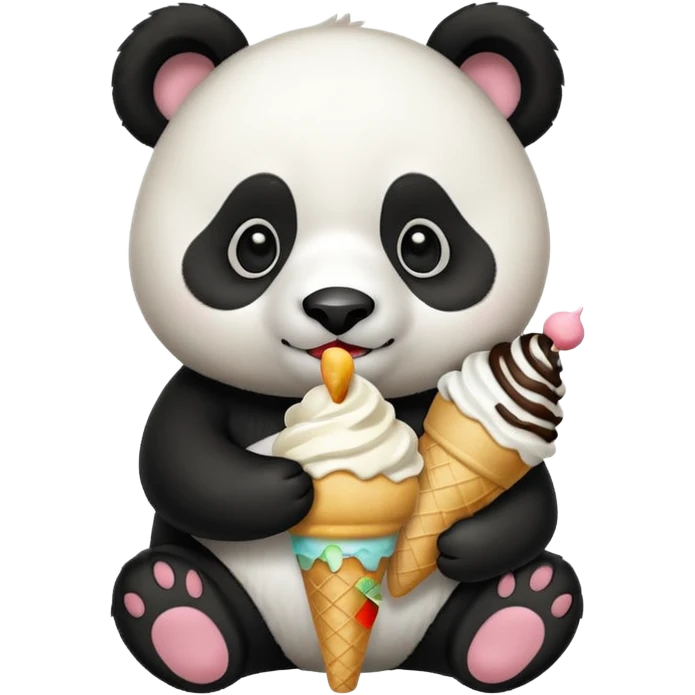 Panda eating ice cream emoji