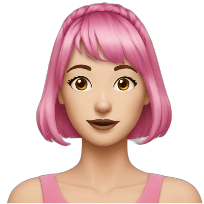 short pixie bangs platinated woman pink hairband emoji