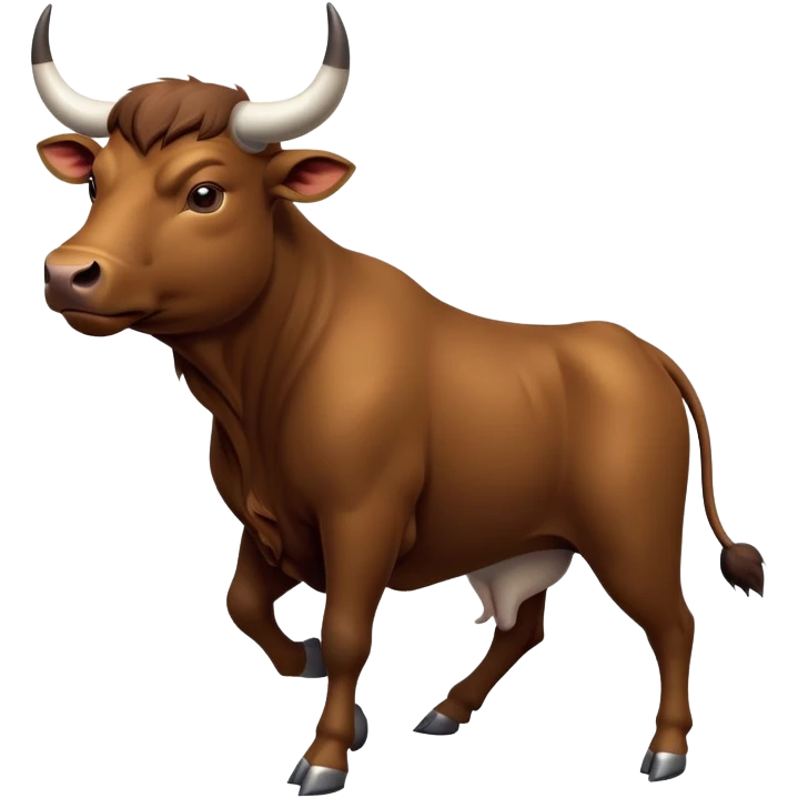 cinematic-[brown bull]-realistic-full-body-standing-emoji,-tail-flicking-lazily,-head-tilted-dramatically,-sleek-[brown]-fur,-simplified-yet-realistic-focused-features,-highly-detailed,-glowing-with-an-almost-sarcastic-glow emoji