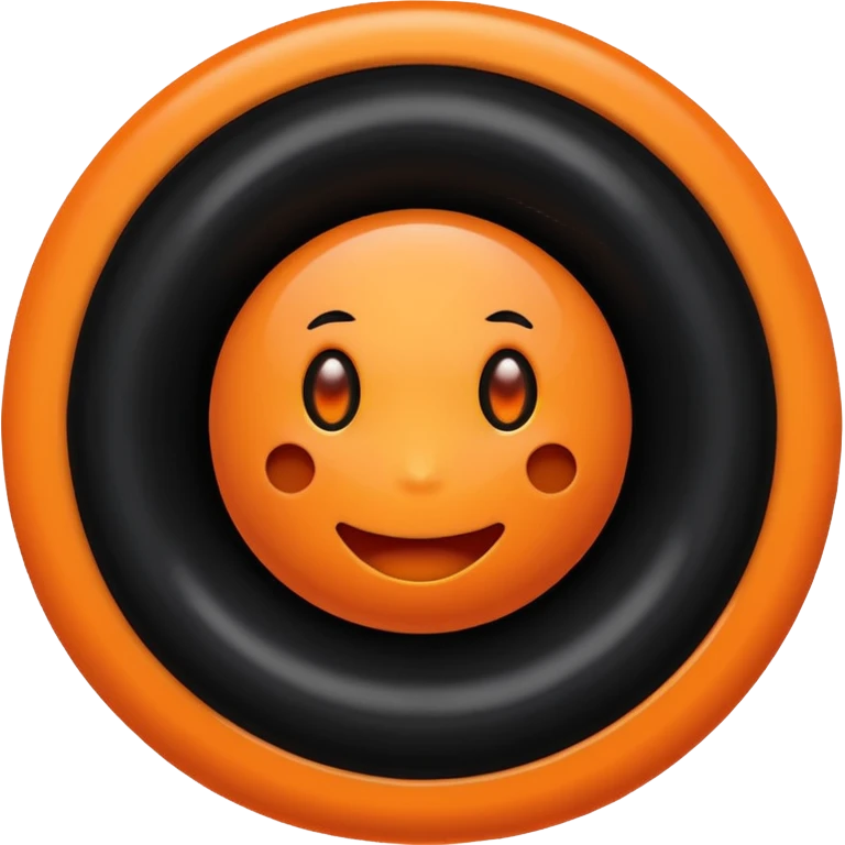 make a blackhole, accretion disk and all, with an orange smiley face, black head, orange ring, orange eyes, orange mouth, no other details emoji