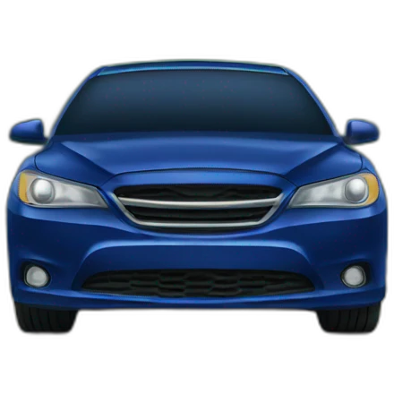 a dark blue sedan surrounded by forest emoji