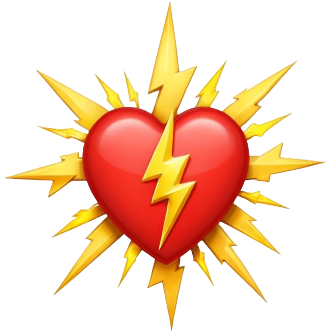 Heart with 13 point lightning bolt in the middle emoji
