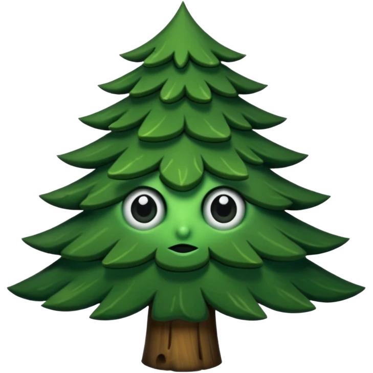 sapin avec deux gros yeux noirs emoji